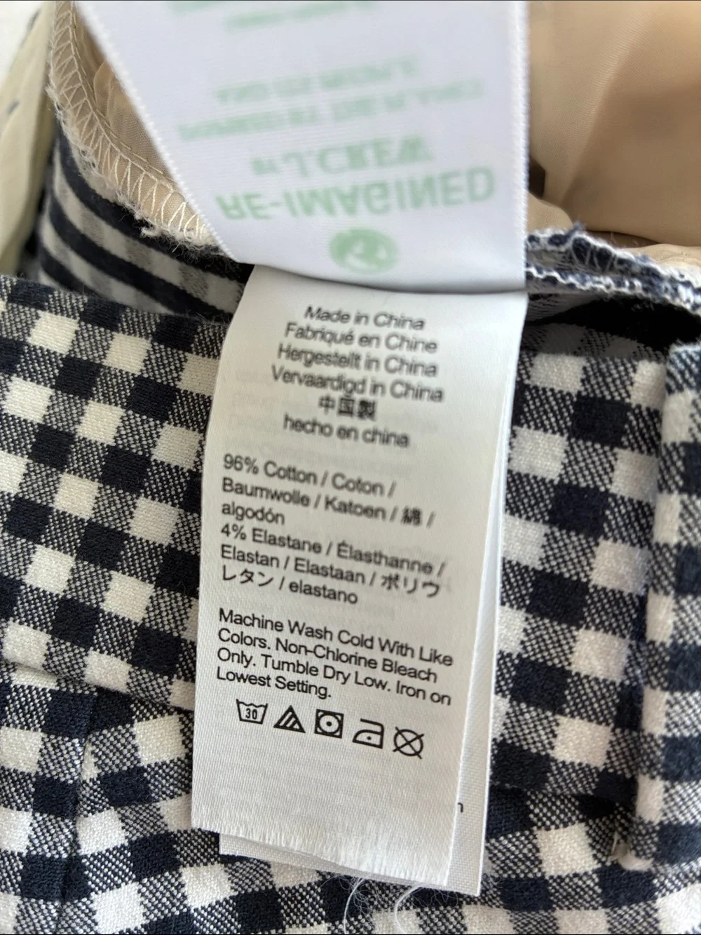 J Crew Cameron Bi-Stretch Cotton Gingham Pants in Blue and White, Size 10